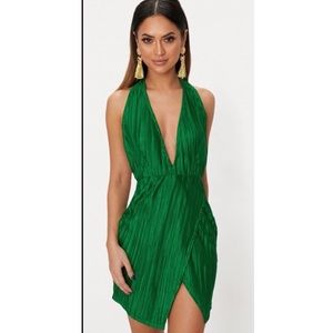 💚Green Pleated Backless Halter “Dress”/shirt💚